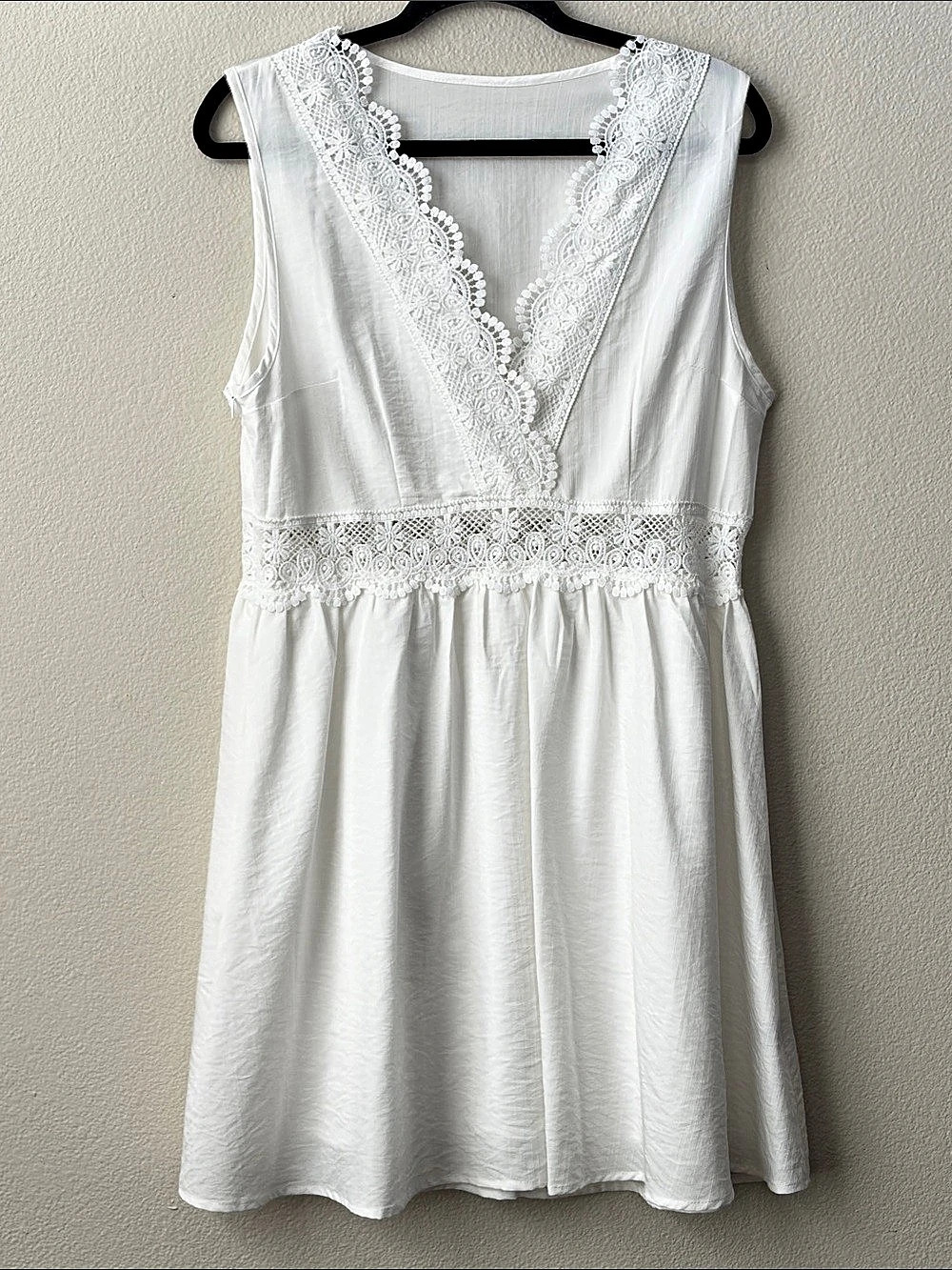 SHEIN White Lace Mini Dress Size XL Like New